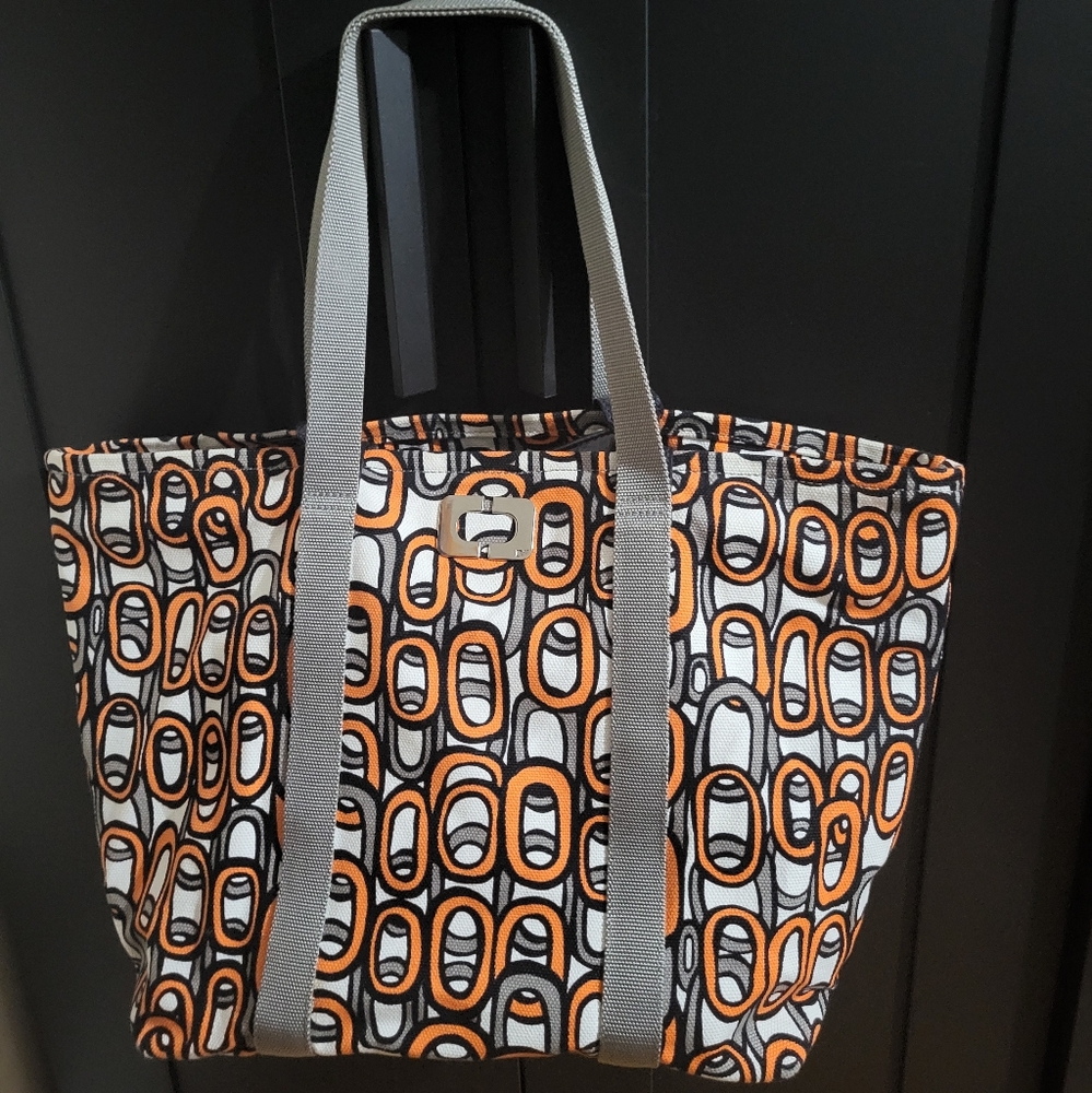 DVF Large Kaya Canvas tote -Orange , grey and white